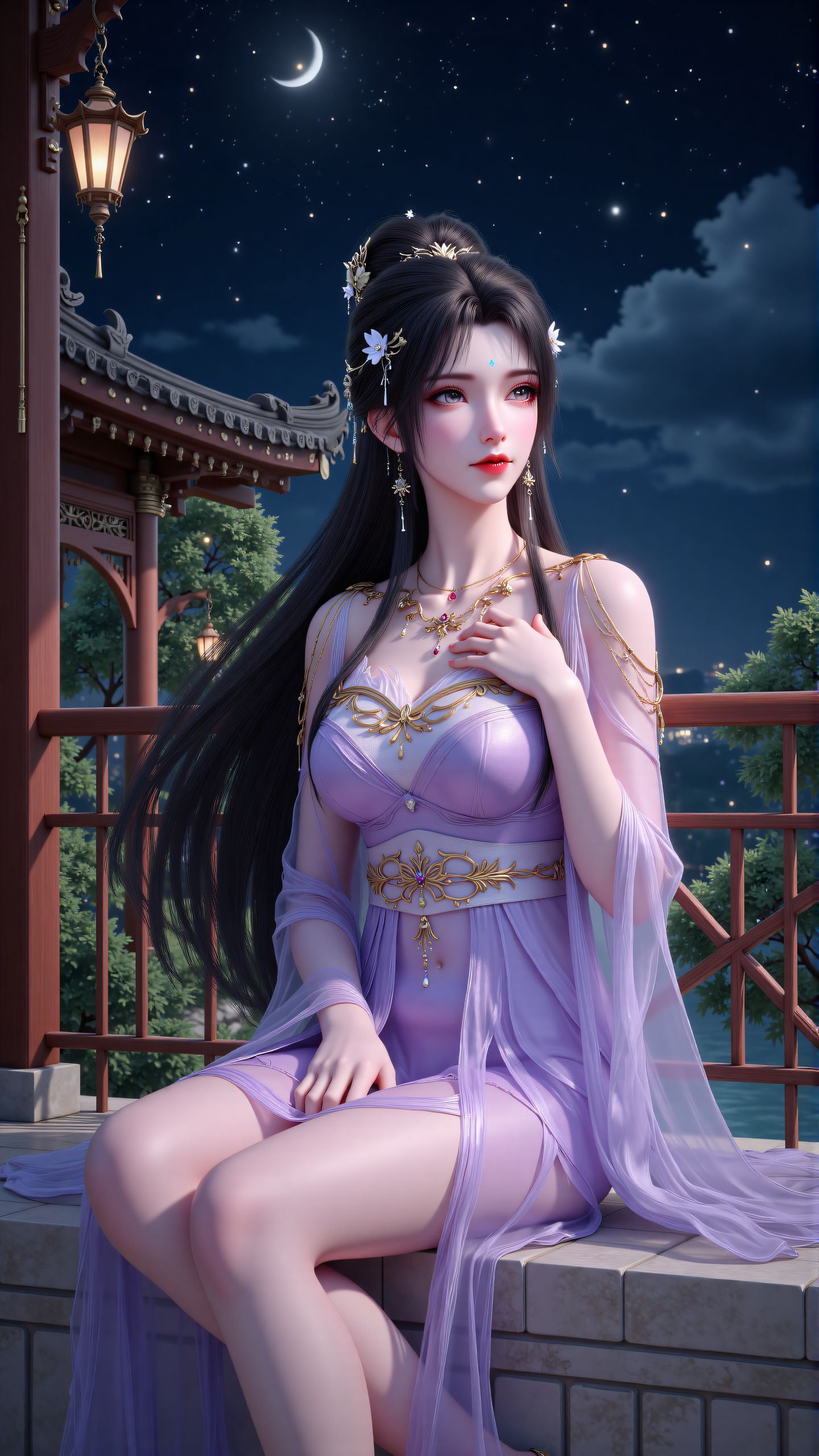 完美世界清漪 国风古装壁纸 国漫女神美女 紫色有韵味