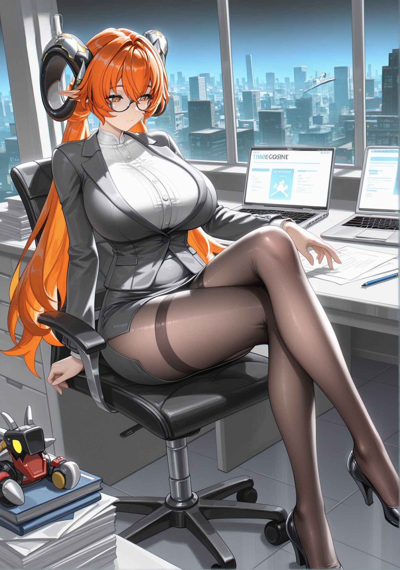 绝区零办公的奥菲斯 手机壁纸 丝袜黑丝大长腿 职业装