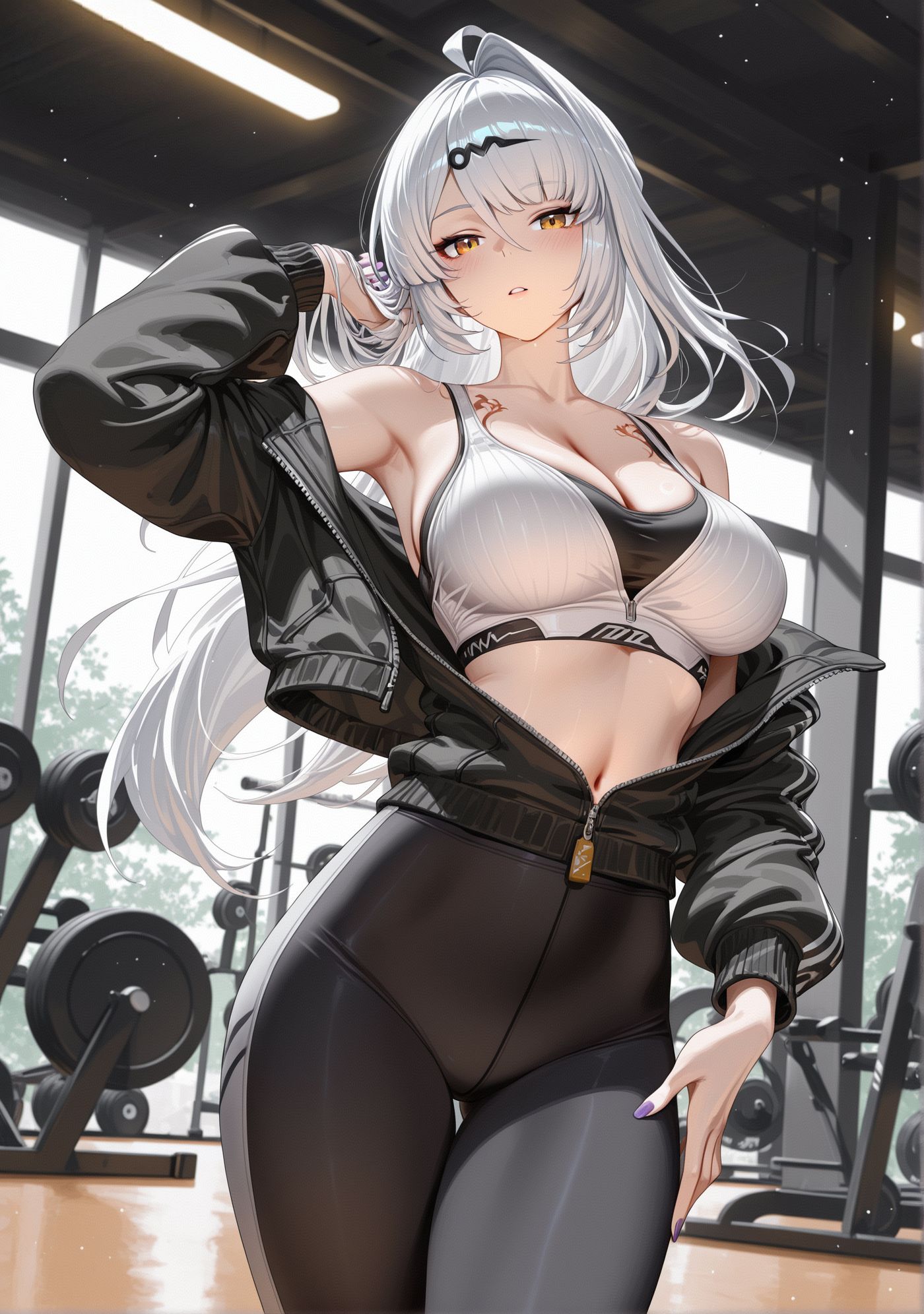 二次元游戏绝区零 仪玄 健身 手机壁纸 瑜伽裤 皮裤