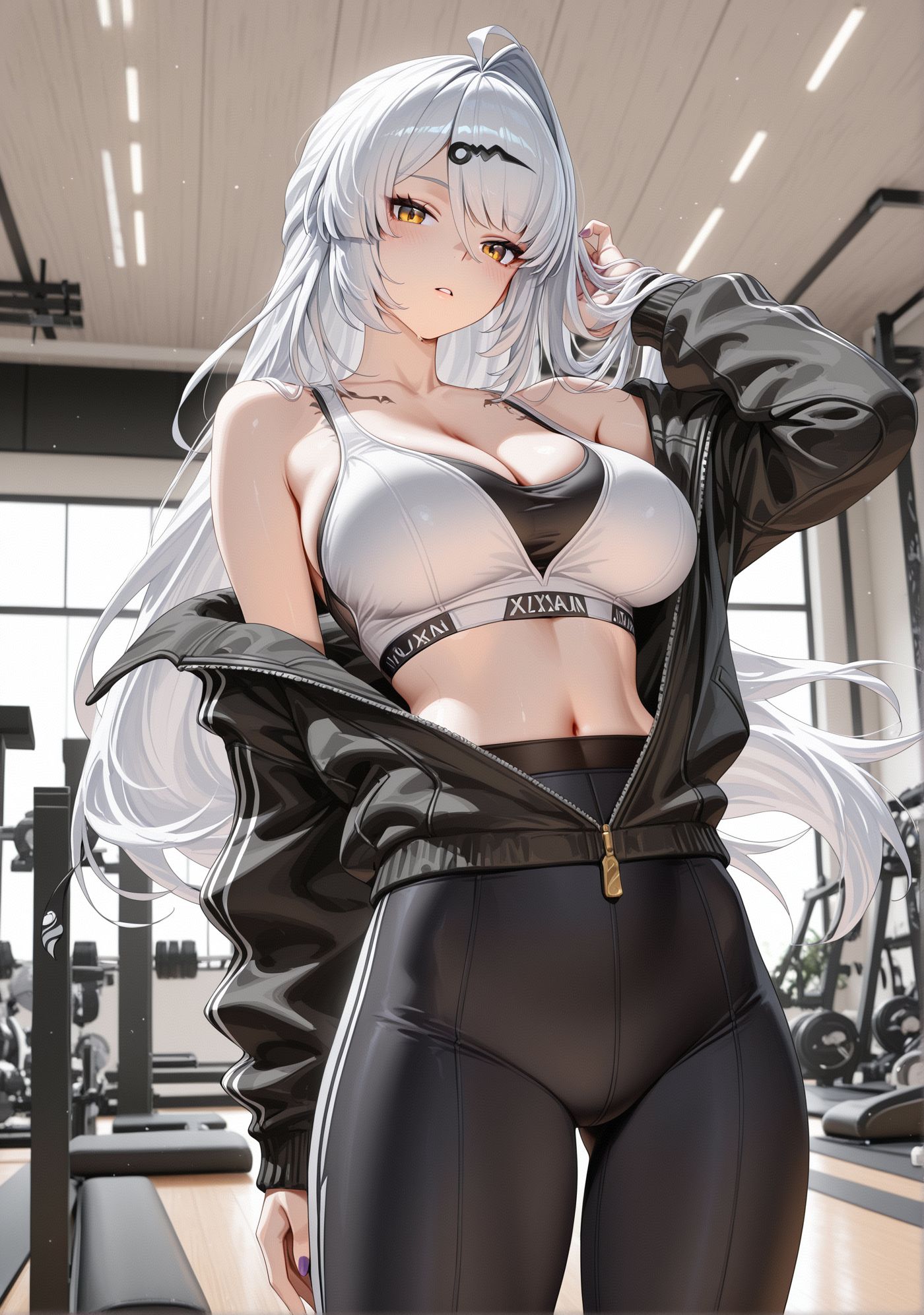 二次元游戏绝区零 仪玄 健身 手机壁纸 瑜伽裤 皮裤