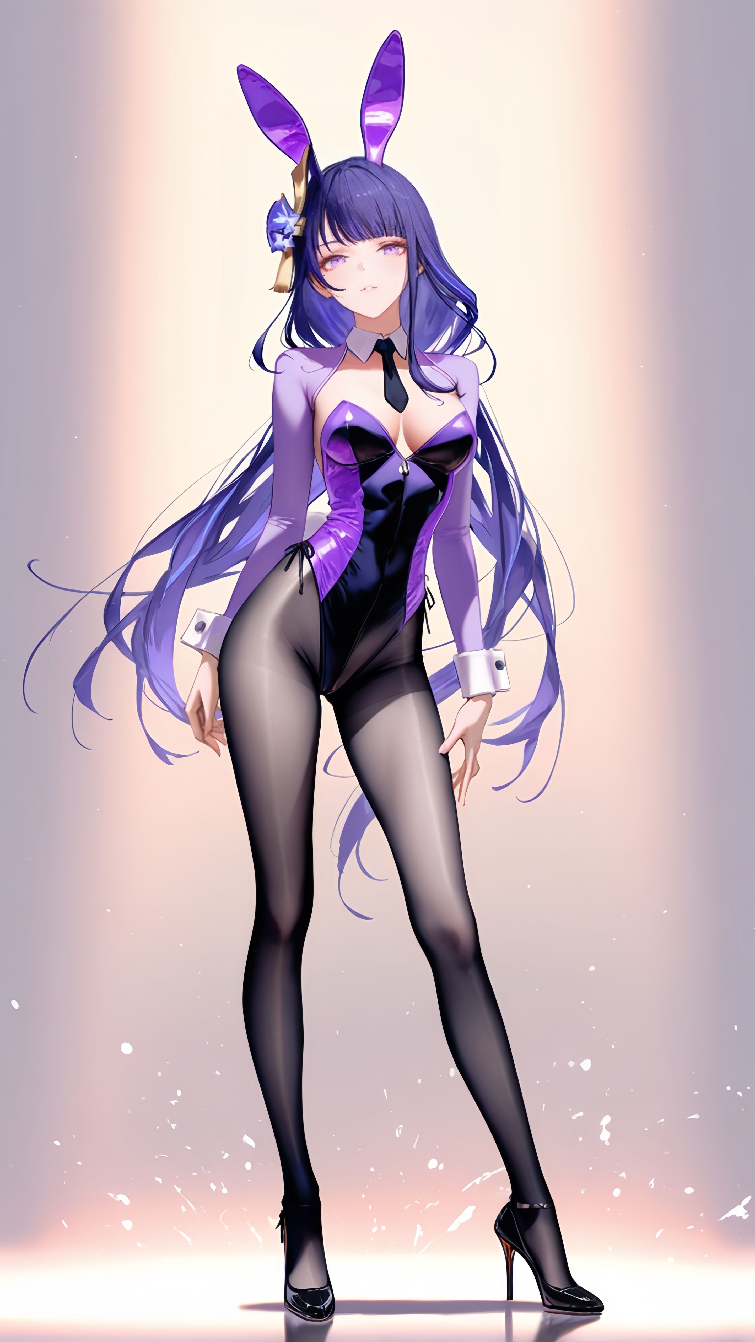 AI绘画原神二次元游戏角色少女，黑丝裤袜