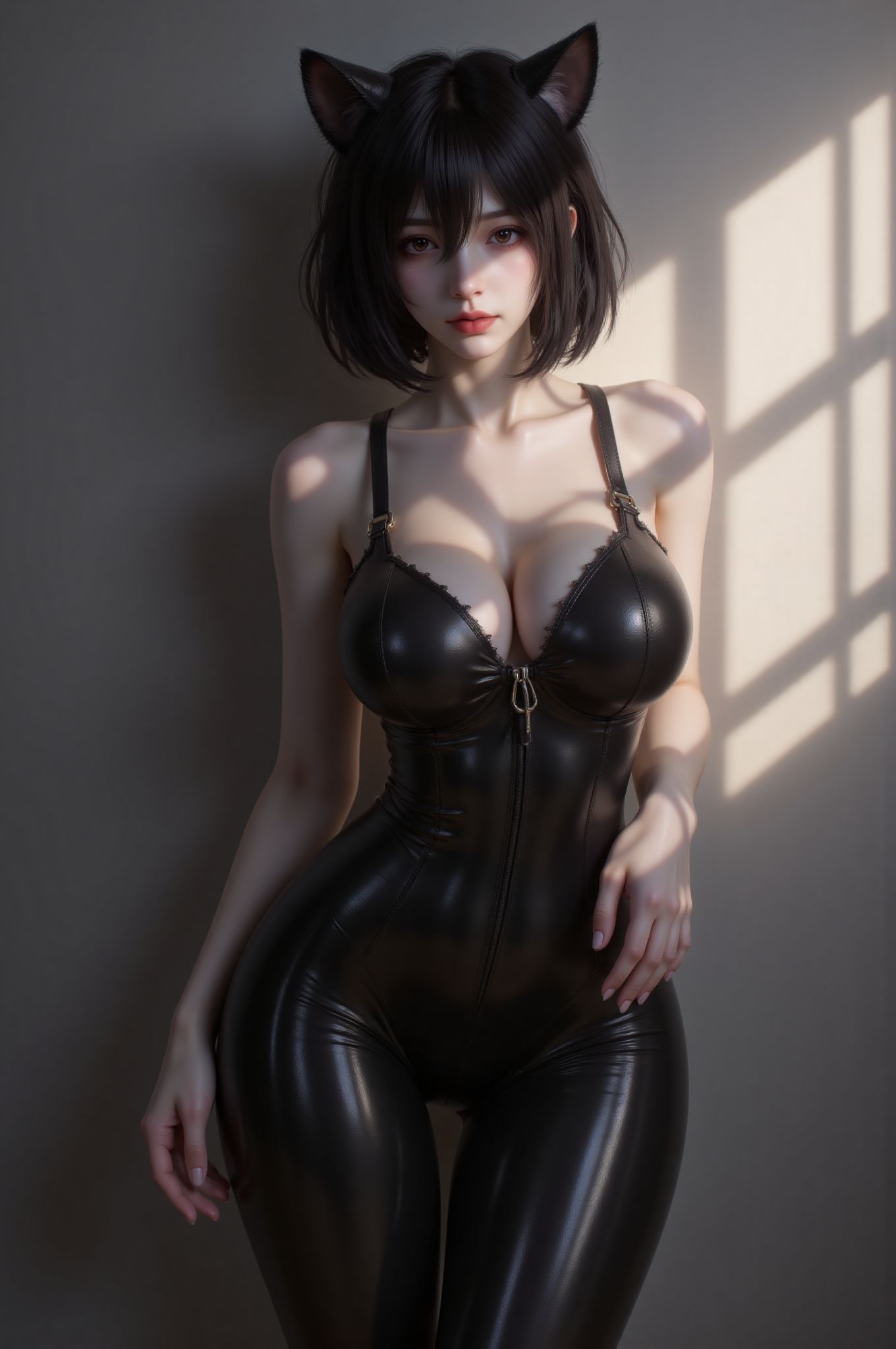 猫女动漫写实风格 连体皮衣 美女壁纸推荐分享