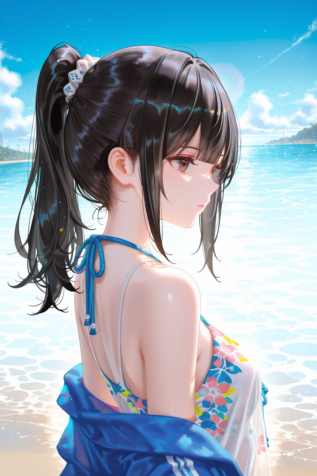 二次元少女 病娇 泳池 泳装比基尼 手机超高清壁纸