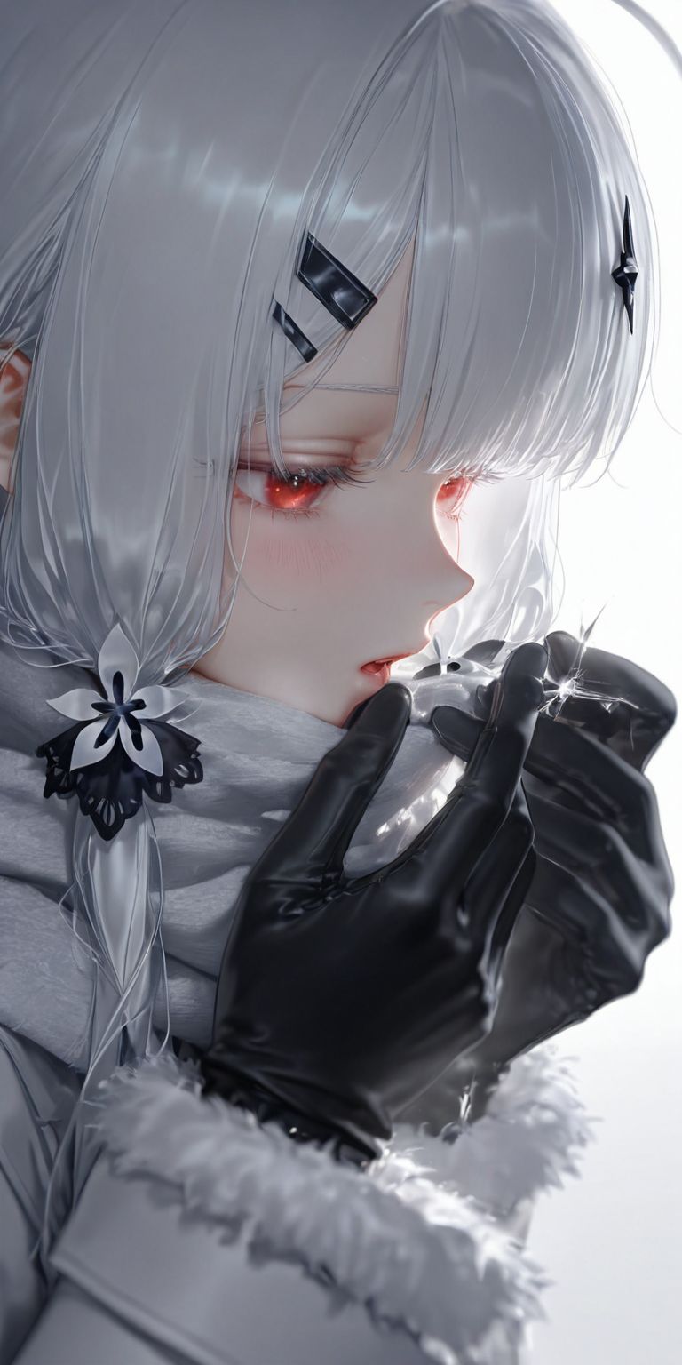 碧蓝航线光辉 ai绘画 二次元女孩少女 黑手套 冬天