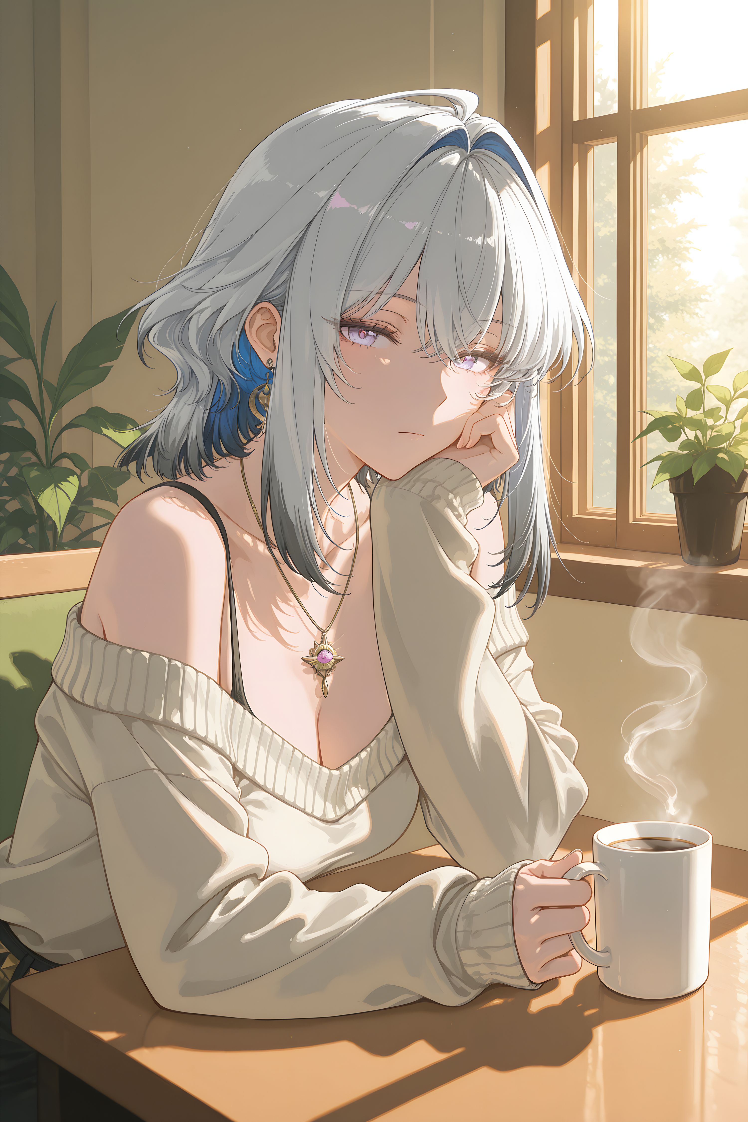 午后暖阳 鸣潮女团下午茶 ai绘画手机游戏壁纸 二次元