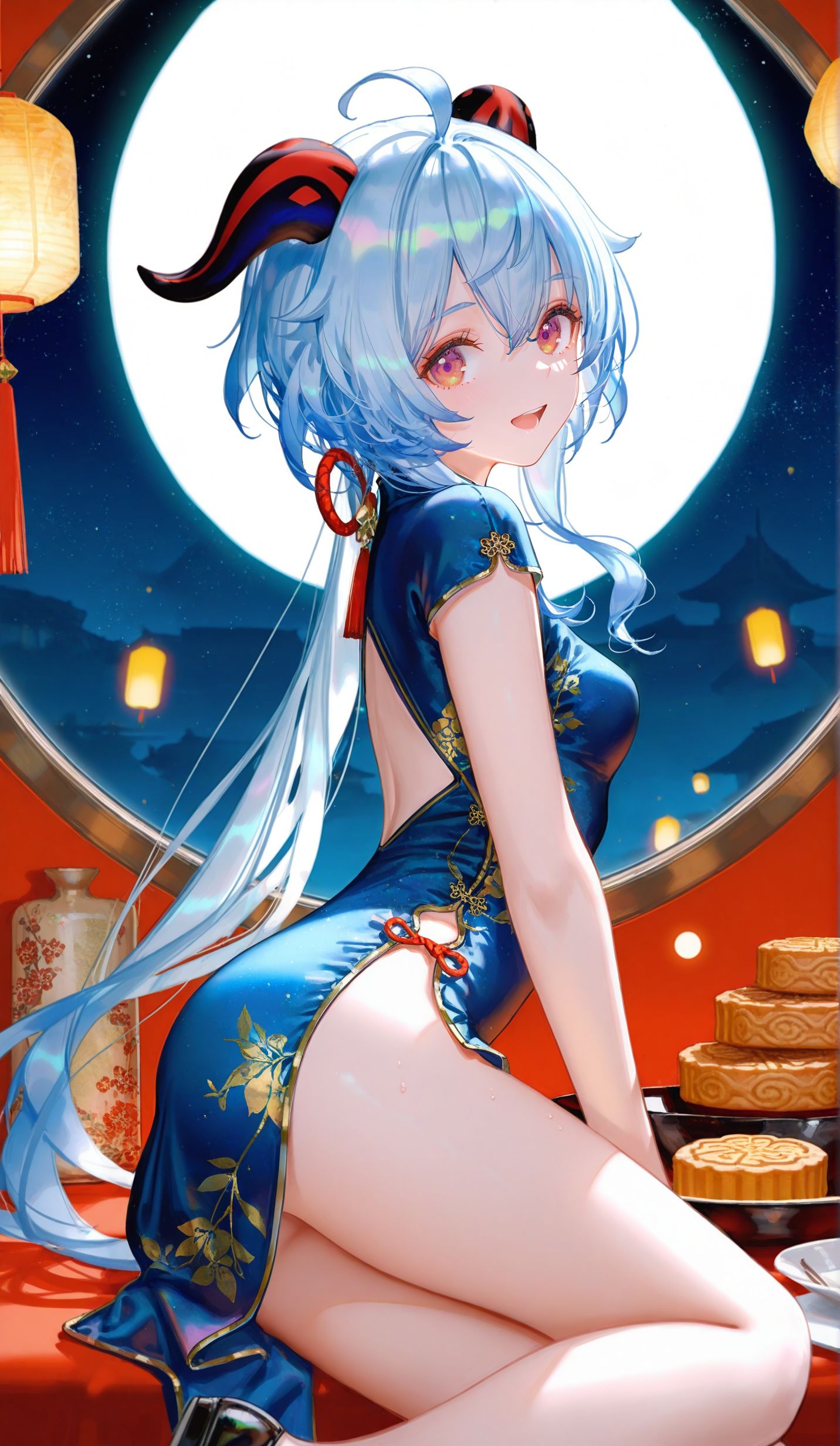 甘雨 中秋节主题 二次元游戏少女 原神旗袍