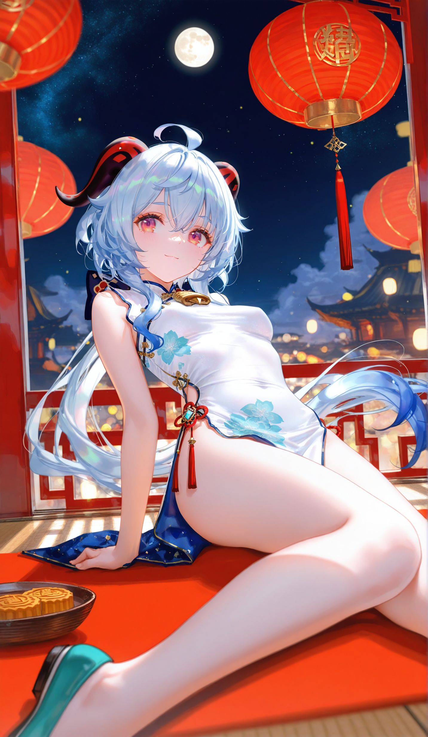 甘雨 中秋节主题 二次元游戏少女 原神旗袍