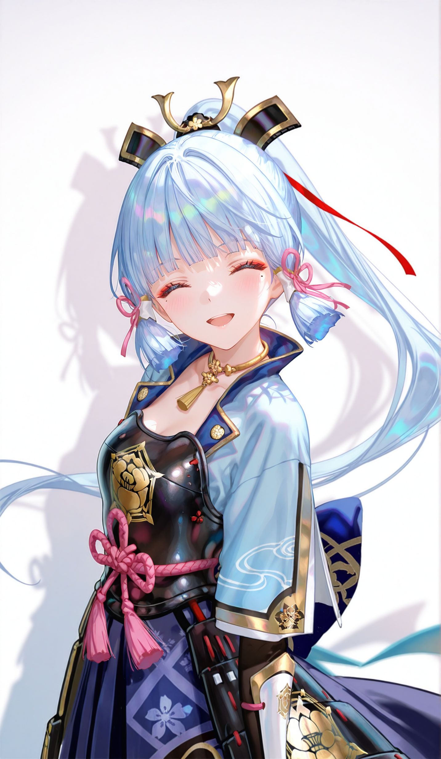 神里绫华可爱俏皮 原神二次元游戏壁纸 白底图片 测光阴影