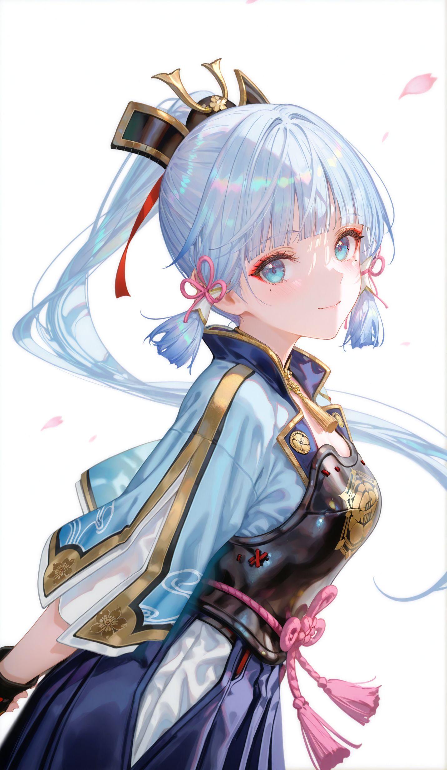 神里绫华可爱俏皮 原神二次元游戏壁纸 白底图片 测光阴影