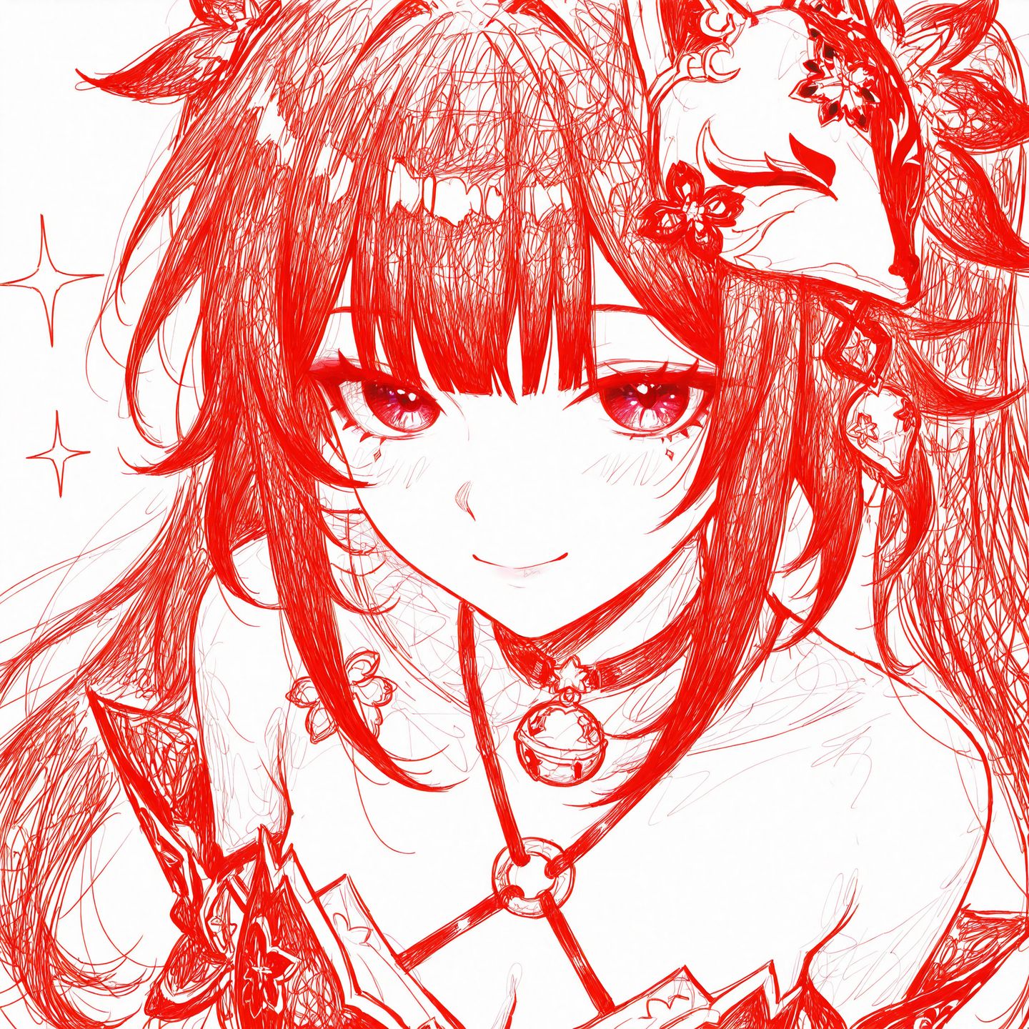 星穹铁道头像 花火 知更鸟 银狼 线稿