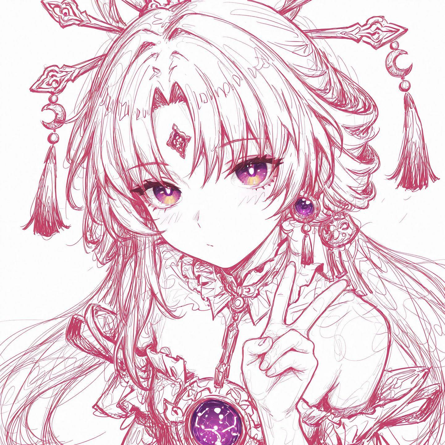 高清头像线条质感 线稿 星穹铁道 流萤 黄泉 七月七