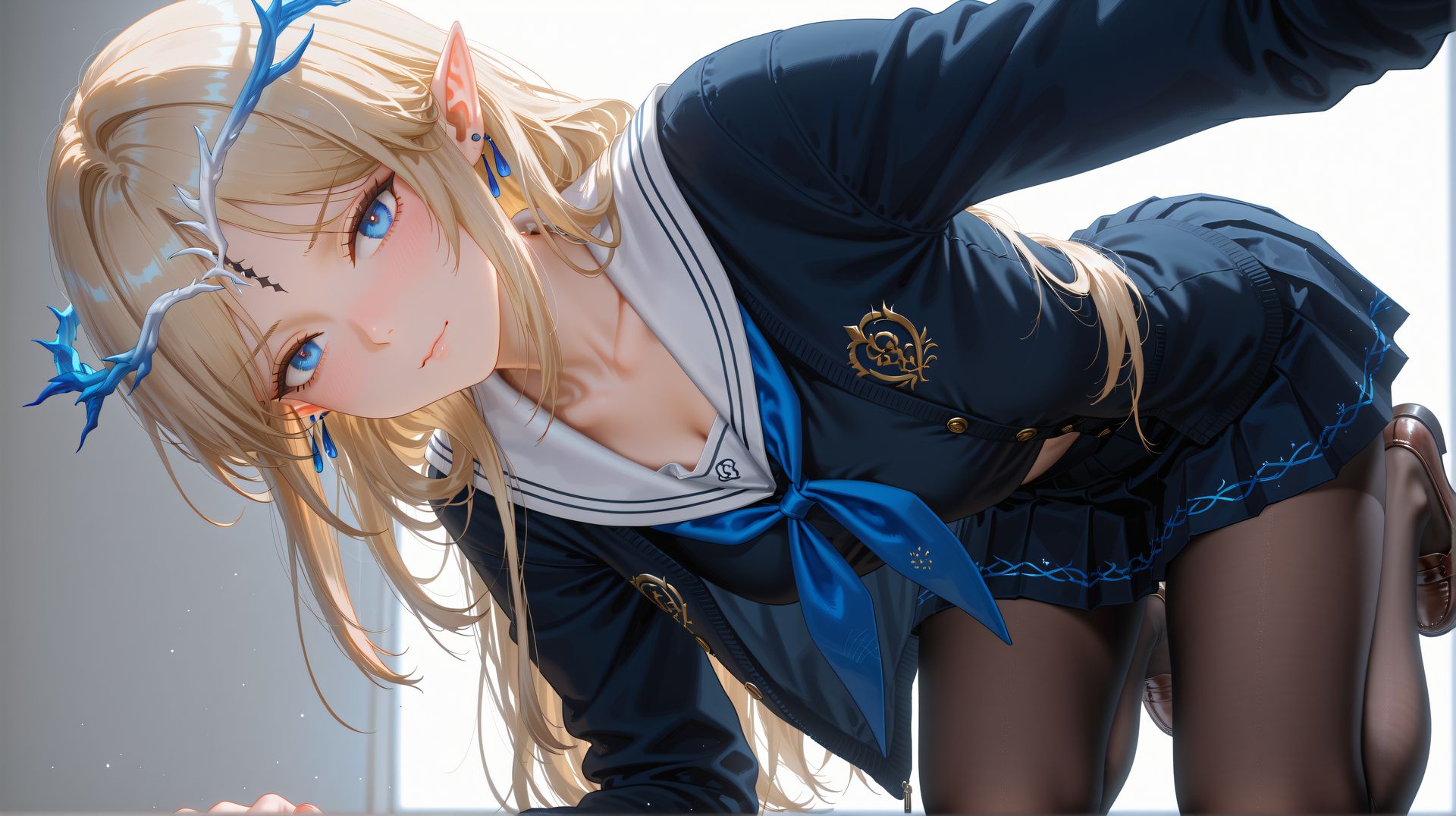 电脑壁纸桌面🐾Share 鸣潮壁纸 卡提希娅 Wallpaper 丝袜黑丝百褶裙